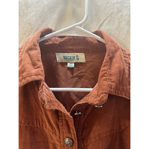 Rockin’ C Rust Corduroy Button-Up Shirt Women’s Medium - Picture 7 of 7